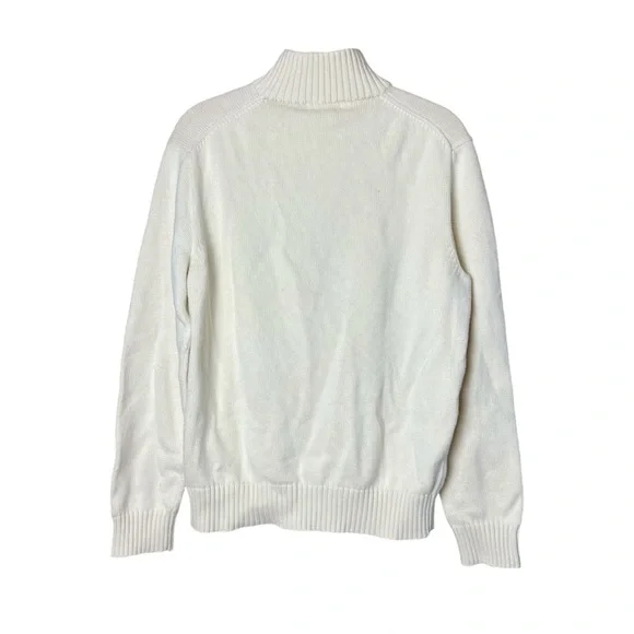 Polo Ralph Lauren Quarter Zip Sweater Cream Ivory Pony Logo Preppy Mens M - Picture 2 of 4
